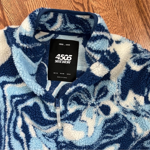 ASOS 4505 ski borg 1/4 zip sweat in blue swirl print - Size 8 - Picture 3 of 8